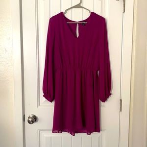 Magenta flowey long sleeve dress